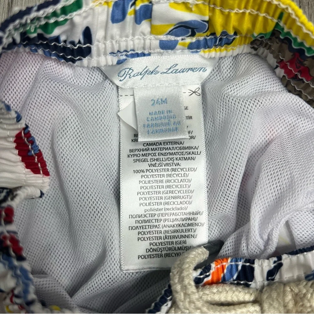 Ralph‎ Lauren Nautical Anchor Polo Bear Boats Bathing Suit Swim Trunks 24m Baby